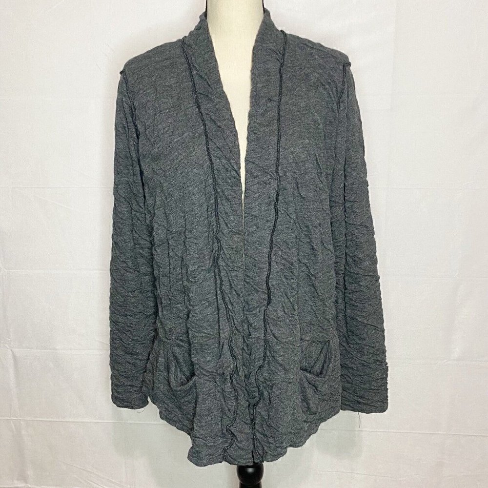 Nomadic Traders Textured Open Front Cardigan Size XL Charcoal Gray Stretchy USA